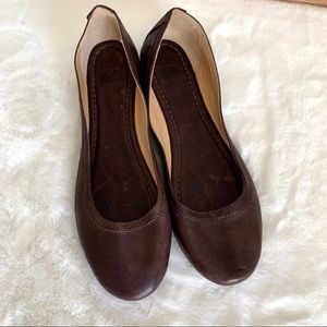 Brown Leather Frye Carson Flats 10